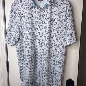 Men's Straight Down Performance Short Sleeve Polo Motorcycle Print Golf Small